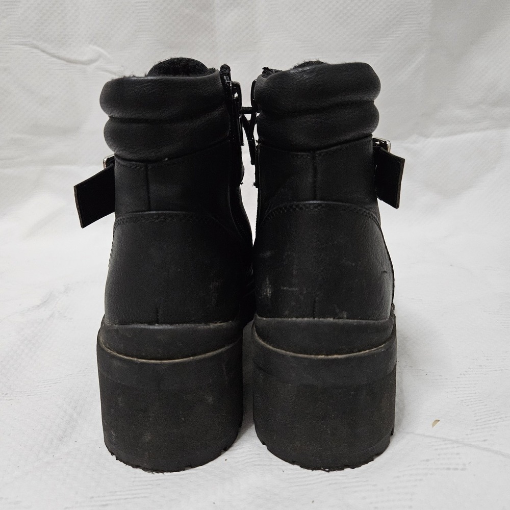 Cupcake Couture Boots Girls 4 Black Jett Platform Lug Sole Combat Buckle Ankle - Picture 7 of 12